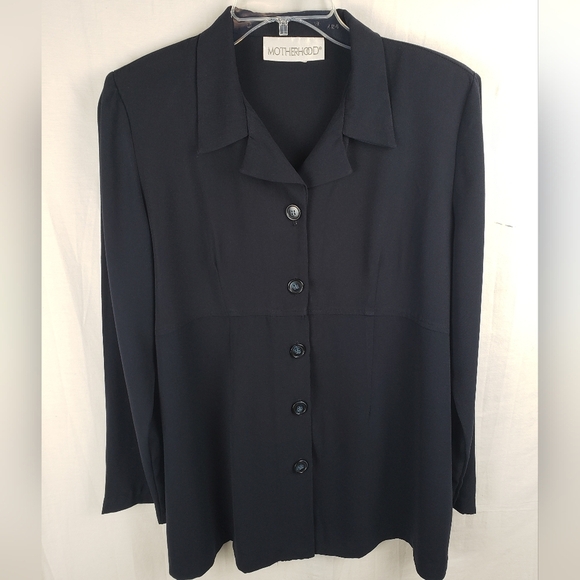 Motherhood Maternity Elegant Navy Button Down Long Sleeve Women's Shirt Sz M - Picture 1 of 8